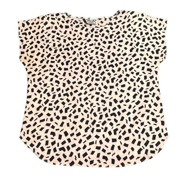 Vintage 1980’s Box Office black and white rayon blend short sleeved top size L - Picture 4 of 10